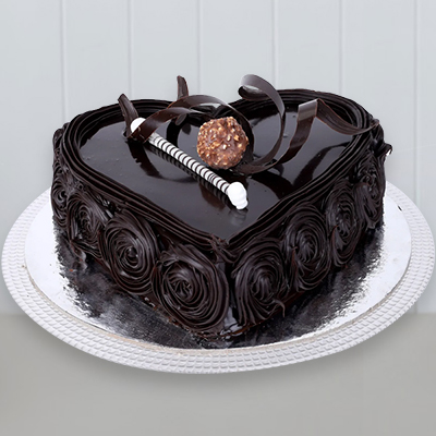"Floral Design Heart shape Chocolate Cake 1kg - Click here to View more details about this Product